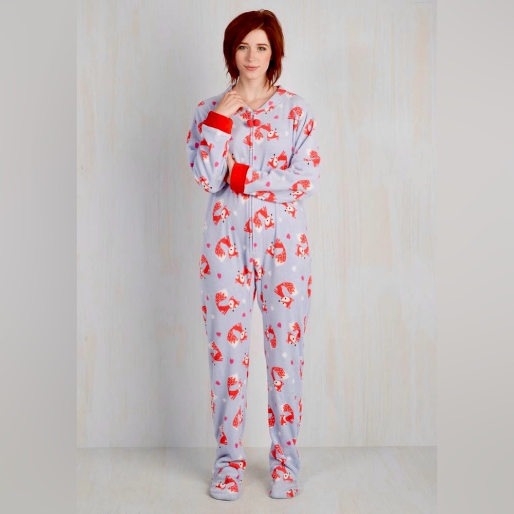Pj Couture Kids Fox Print Pajama Set - Red and White